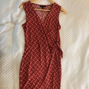 Banana Republic Orange & Black faux wrap dress